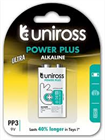 UNIROSS POWER PLUS TARTÓS ELEM ALKÁLI 1DB 9V BLOKK (6LR61-UALK9VPP1)