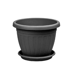 E. VENECIA VIRÁGCSERÉP+ALÁTÉT 12CM ANTRACIT (24)