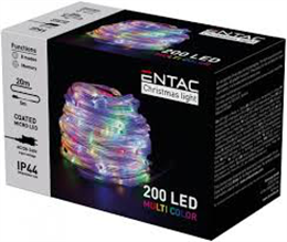 ENTAC KARÁCSONYI FÜZÉR 200LED 20M PVC MICROLED SZÍNES (1)