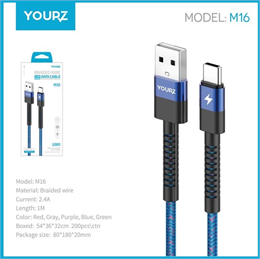 YOURZ GYORSTÖLTŐ- ÉS ADATKÁBEL 100CM M16 LIGHTING IPHONE (10)