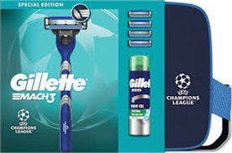 GILLETTE AJÁNDÉKCSOMAG MACH3 KÉSZÜLÉK+4DB BETÉT+BOROTVAGÉL 200ML SERIES SENSITIVE (6)